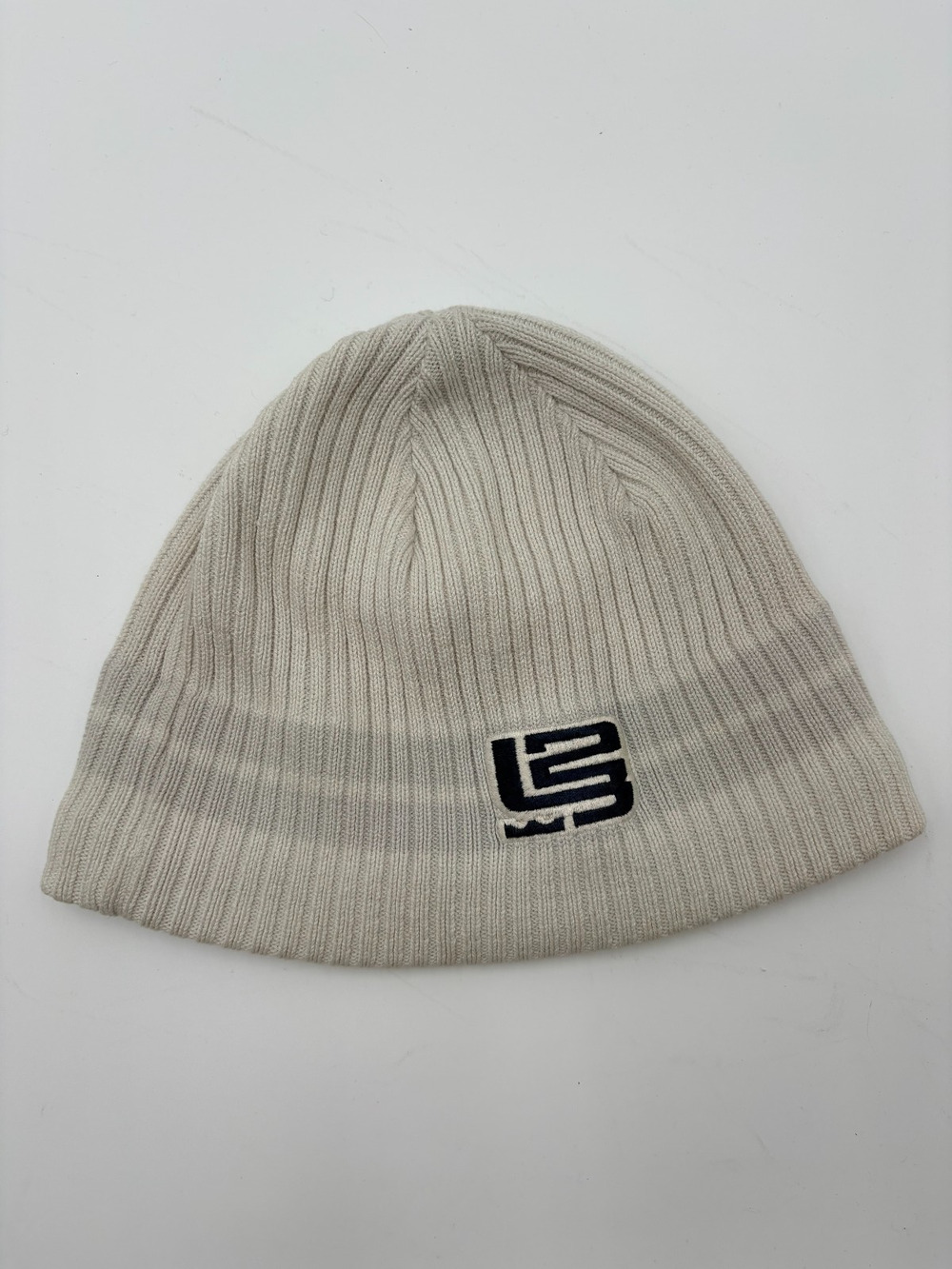 Vintage Nike LeBron James Ribbed Beanie Hat Beige Ribbed Embroidered Swoosh Logo